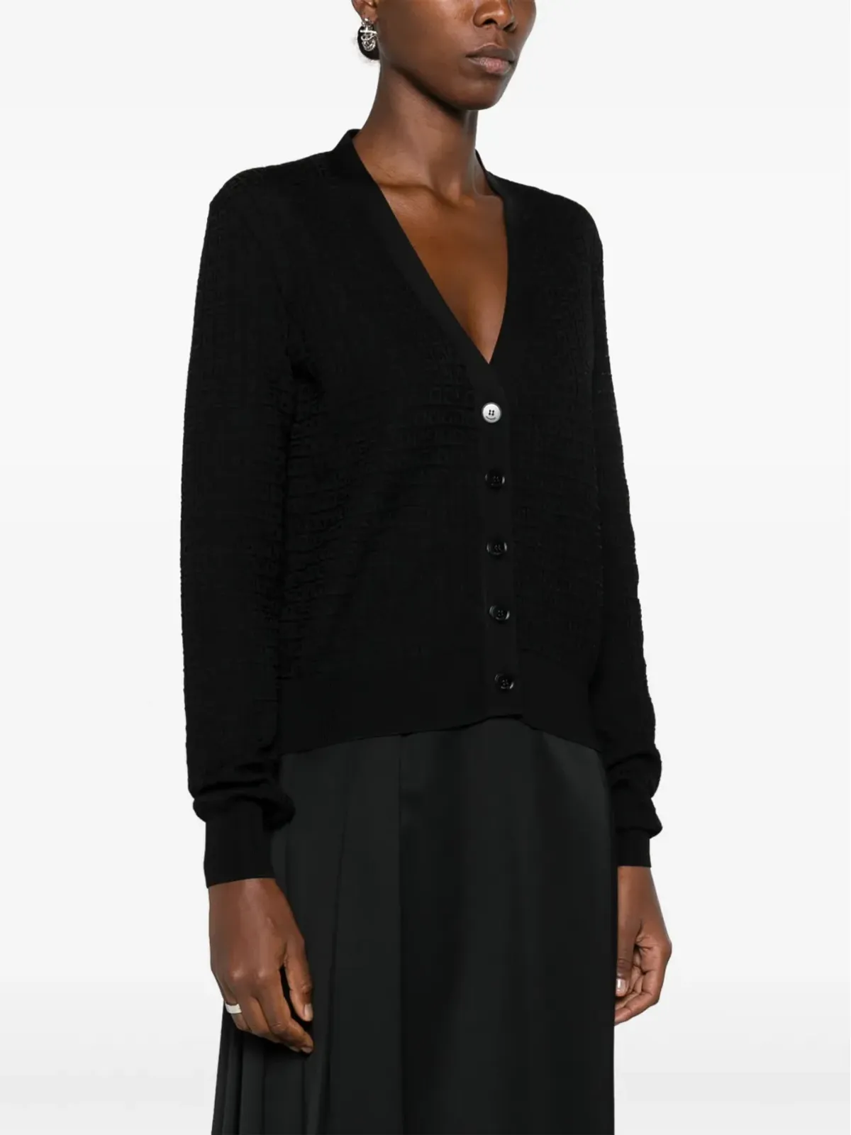 Givenchy 4Gジャカード Vネック カーディガン - ブラック - 画像3