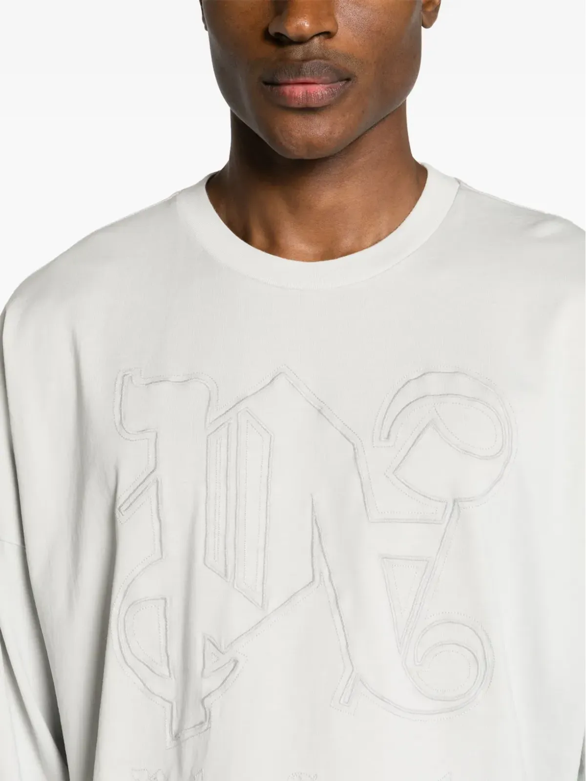 Palm Angels モノグラム コットン Tシャツ グレー - 画像5