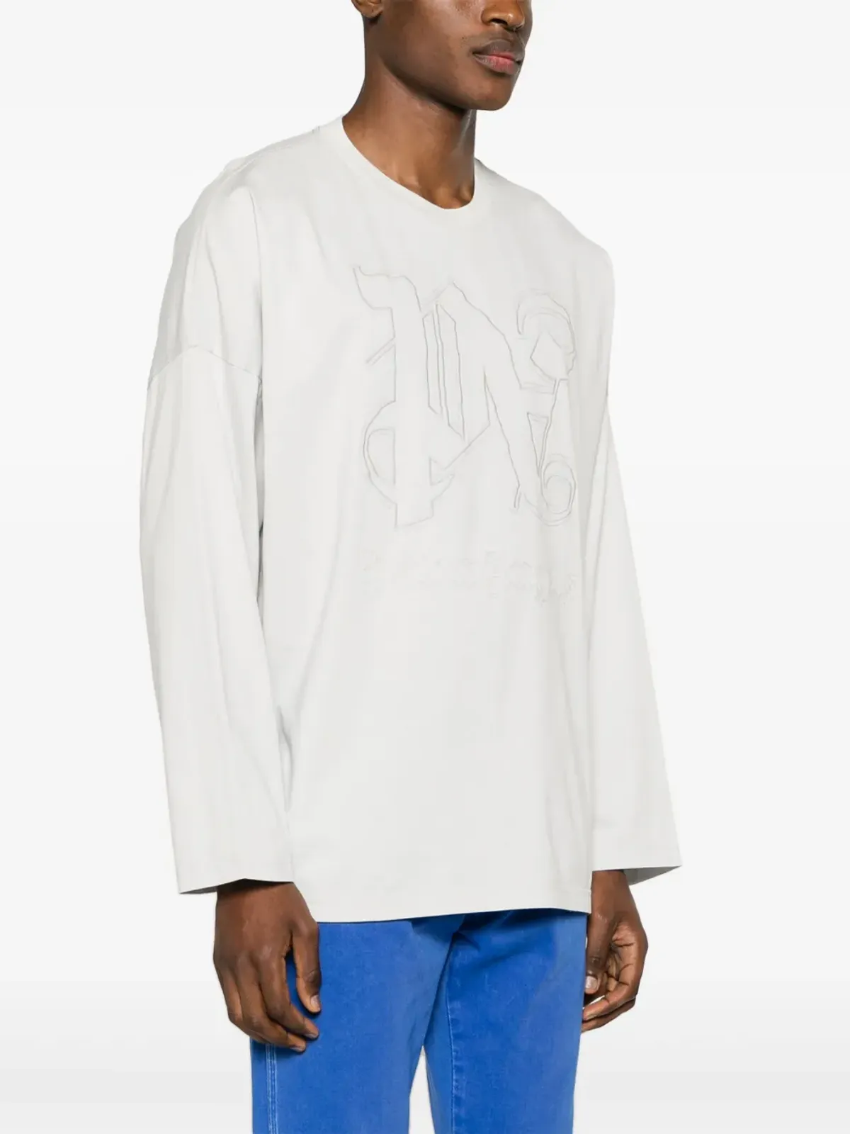 Palm Angels モノグラム コットン Tシャツ グレー - 画像3