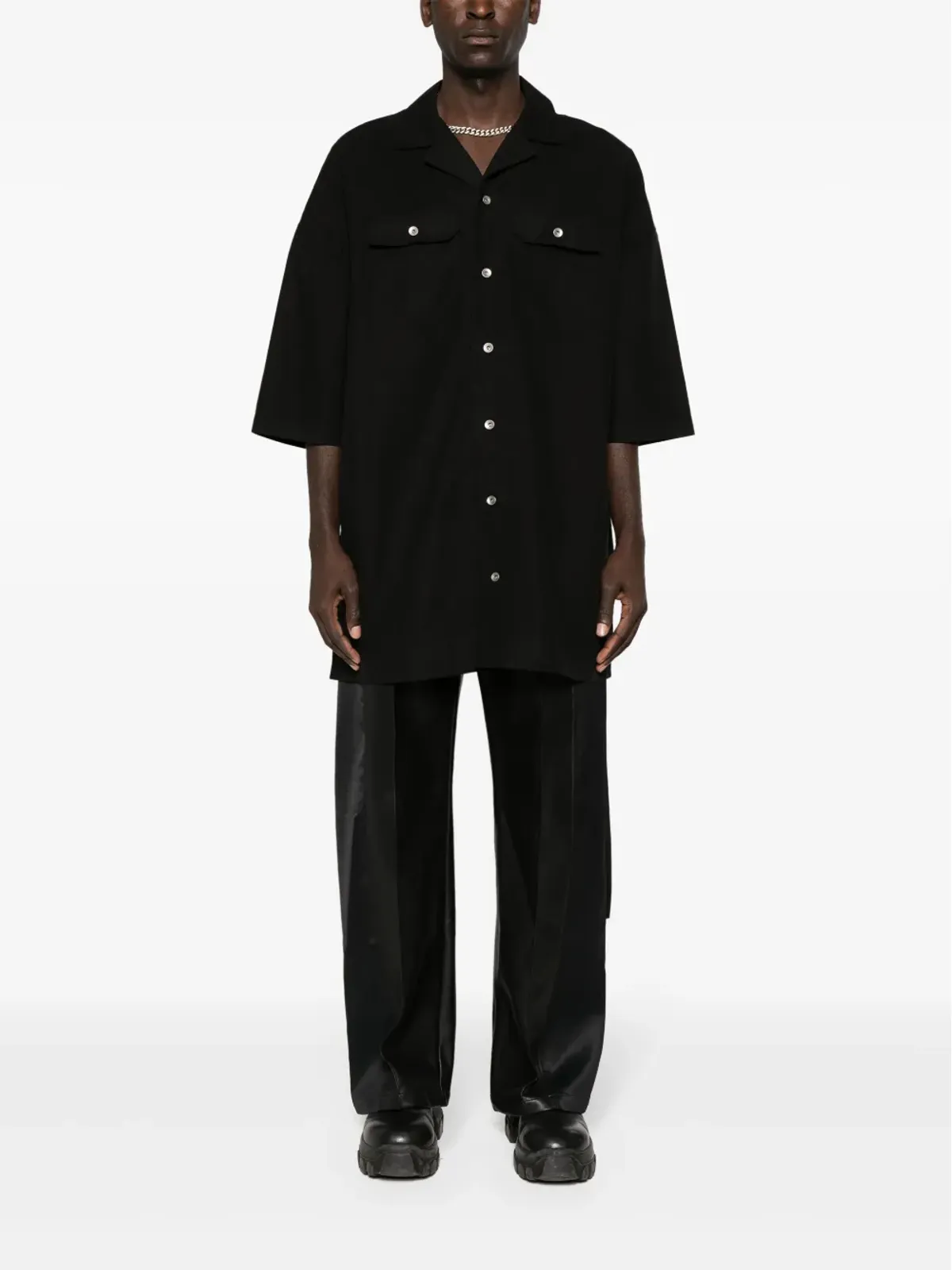 Rick Owens DRKSHDW マグナム トミー ロングラインシャツ ブラック - 画像2