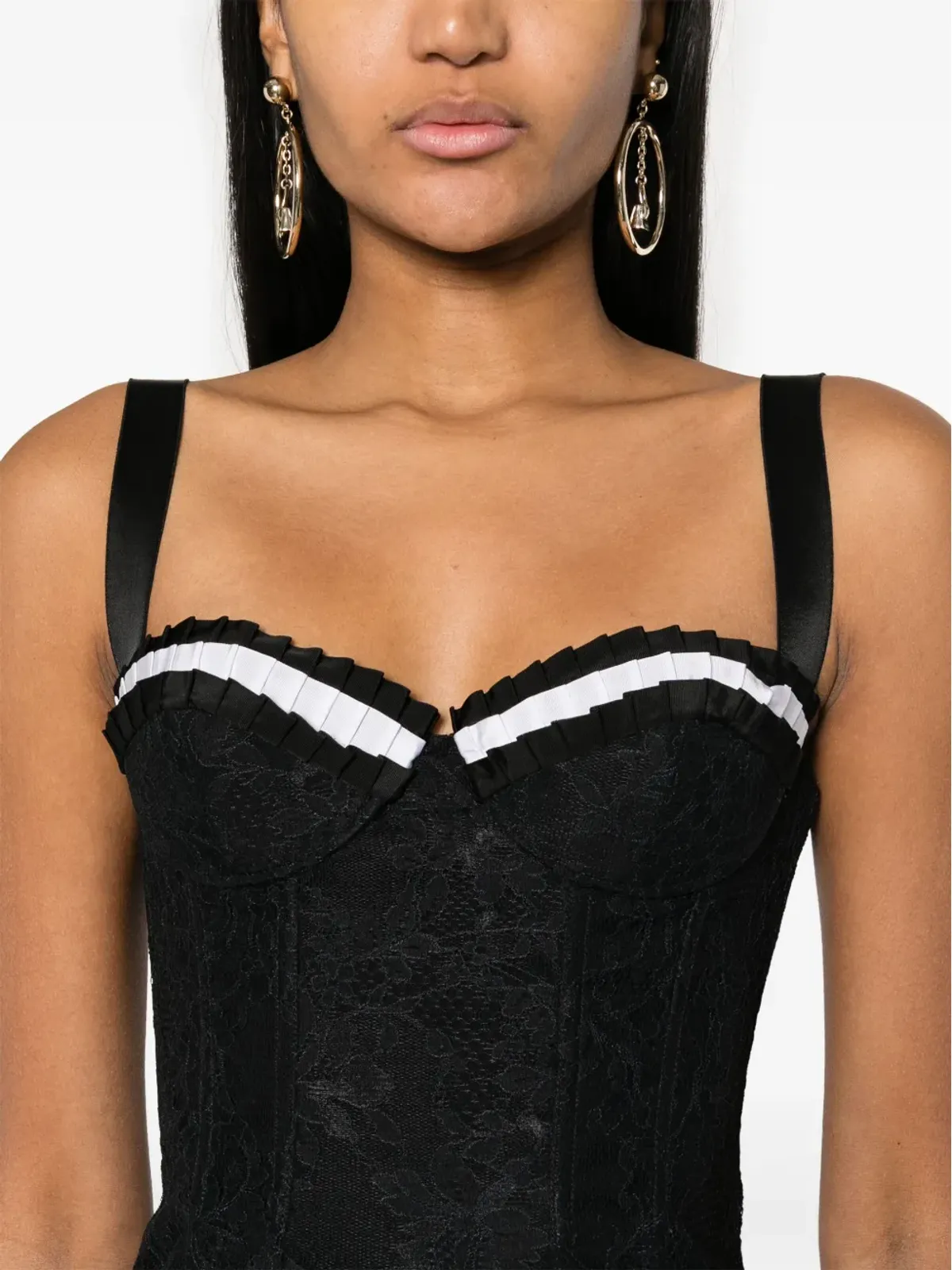 Moschino 花柄レース ミディドレス - ブラック - 画像5