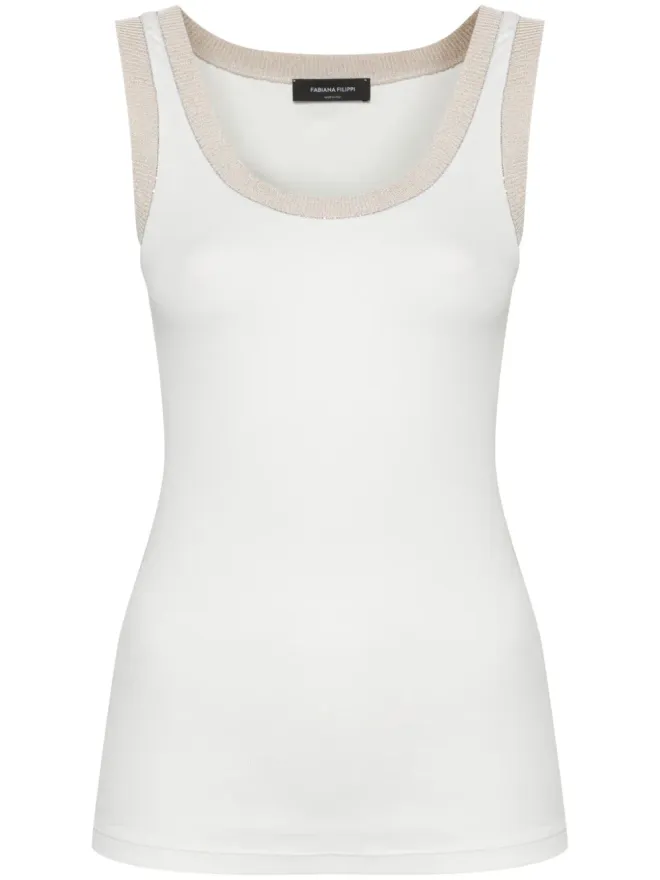 Fabiana Filippi Fabiana Filippi リュレックス トリム入りリブ編みタンクトップ ホワイトの商品画像