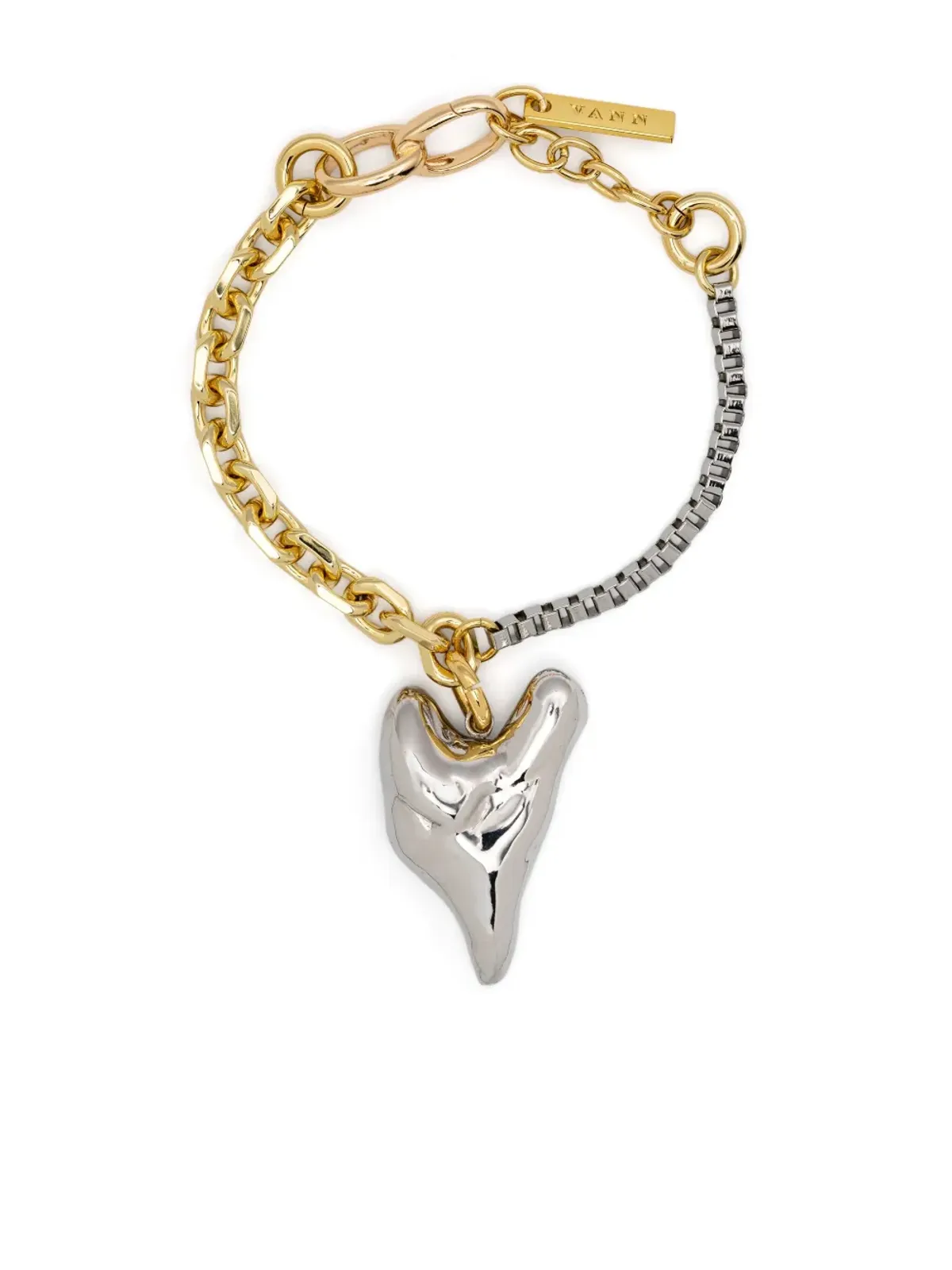 Vann Jewelry ハートチャーム ミックスチェーン ブレスレット - ゴールド - 画像1