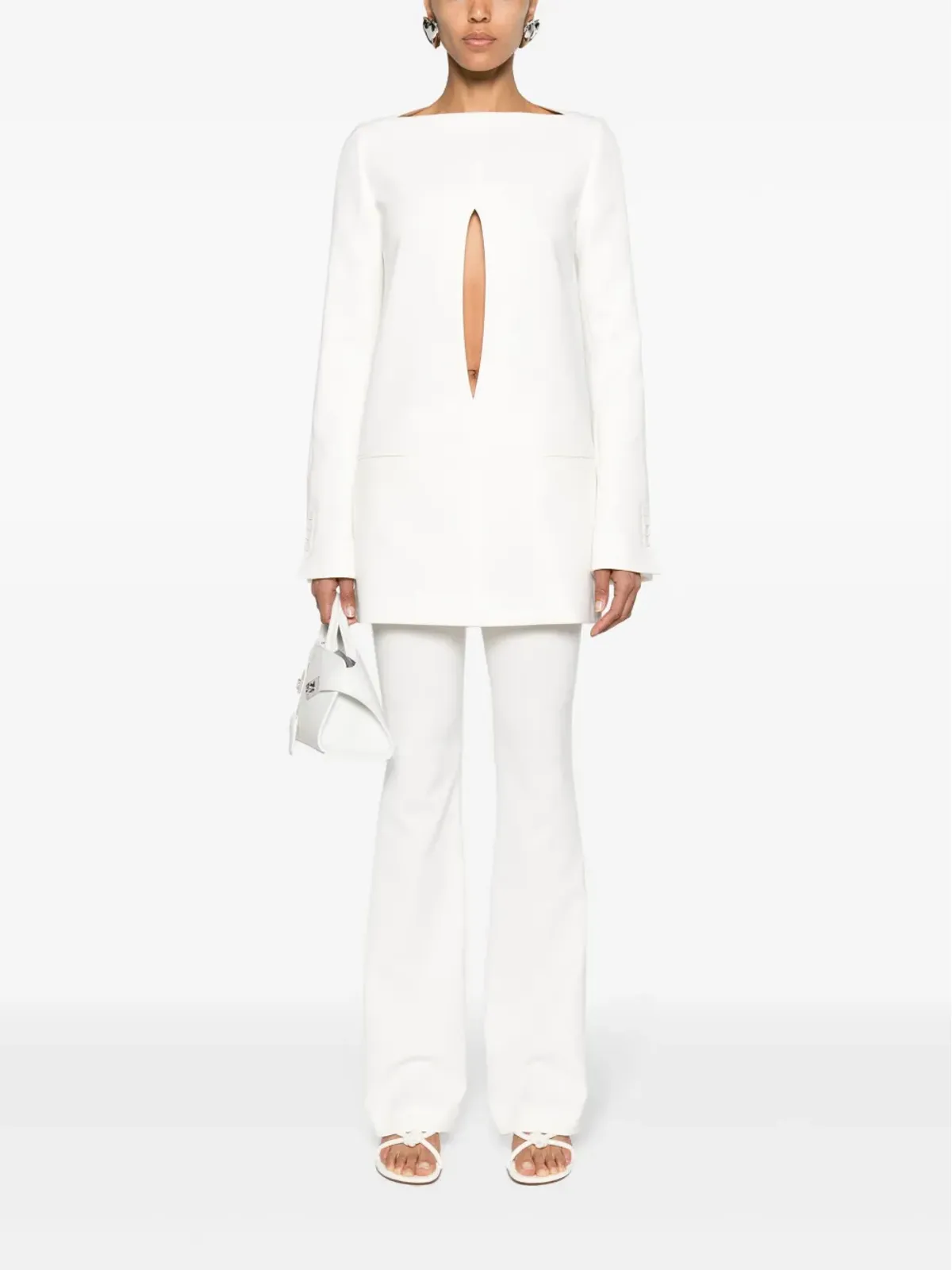 Courrèges ヘリテージ ローライズ ブーツカットパンツ - ホワイト - 画像2