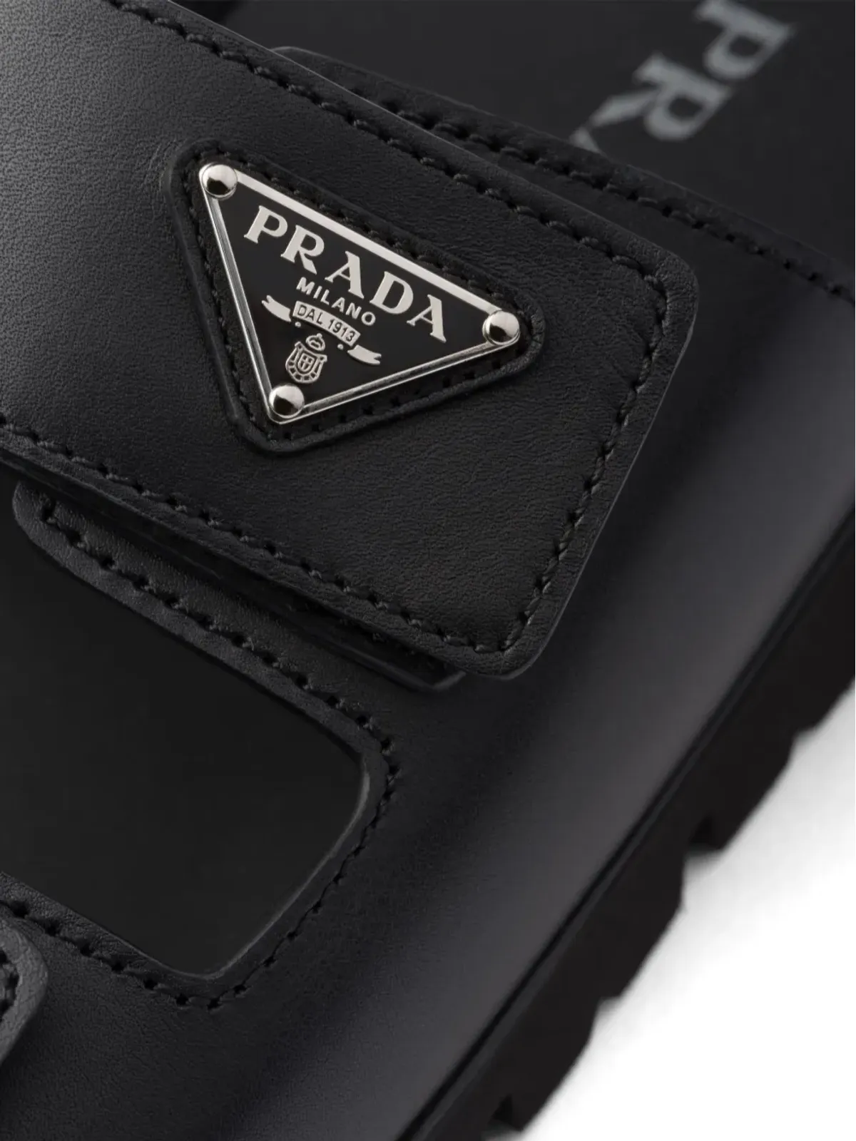 Prada レザー・ストラップサンダル - ブラック - 画像5