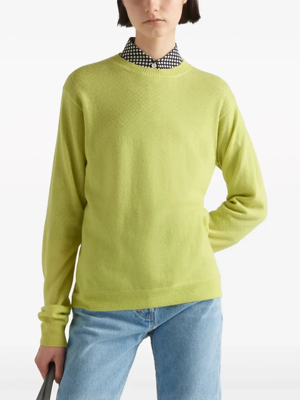 Prada ロゴアップリケ付き カシミヤ セーター - イエロー - 画像3