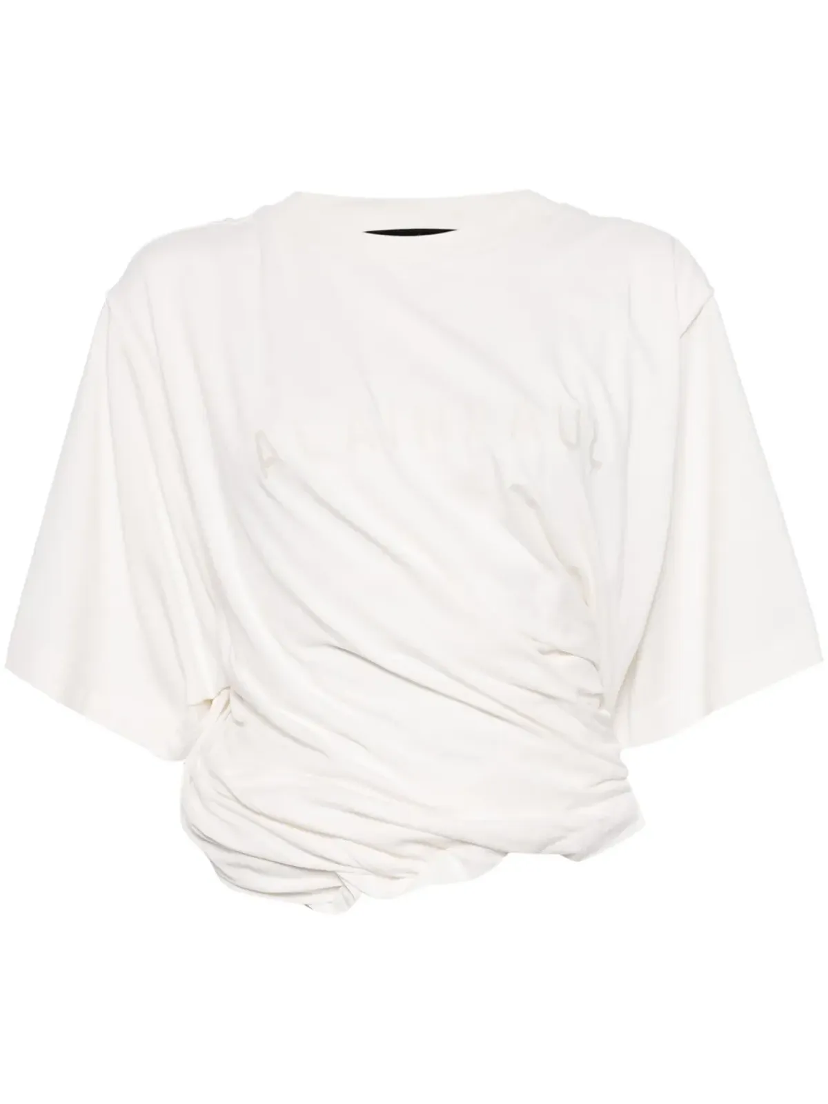 ALAINPAUL ロゴ刺繍 ドレープ Tシャツ - White - 画像1