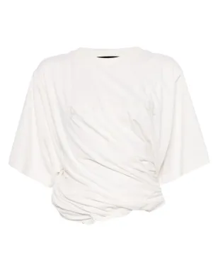 ALAINPAUL ロゴ刺繍 ドレープ Tシャツ - White - サムネイル1