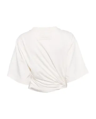 ALAINPAUL ロゴ刺繍 ドレープ Tシャツ - White - サムネイル2