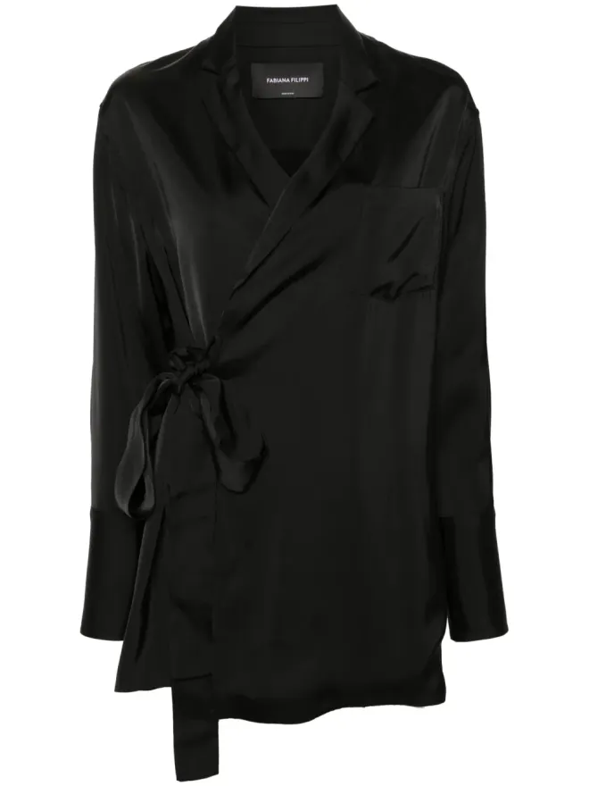 Fabiana Filippi Fabiana Filippi オープンフロント サテン ブレザー - ブラックの商品画像
