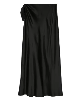 Saint Laurent タイディテール付き シルク マキシスカート ブラック - サムネイル2