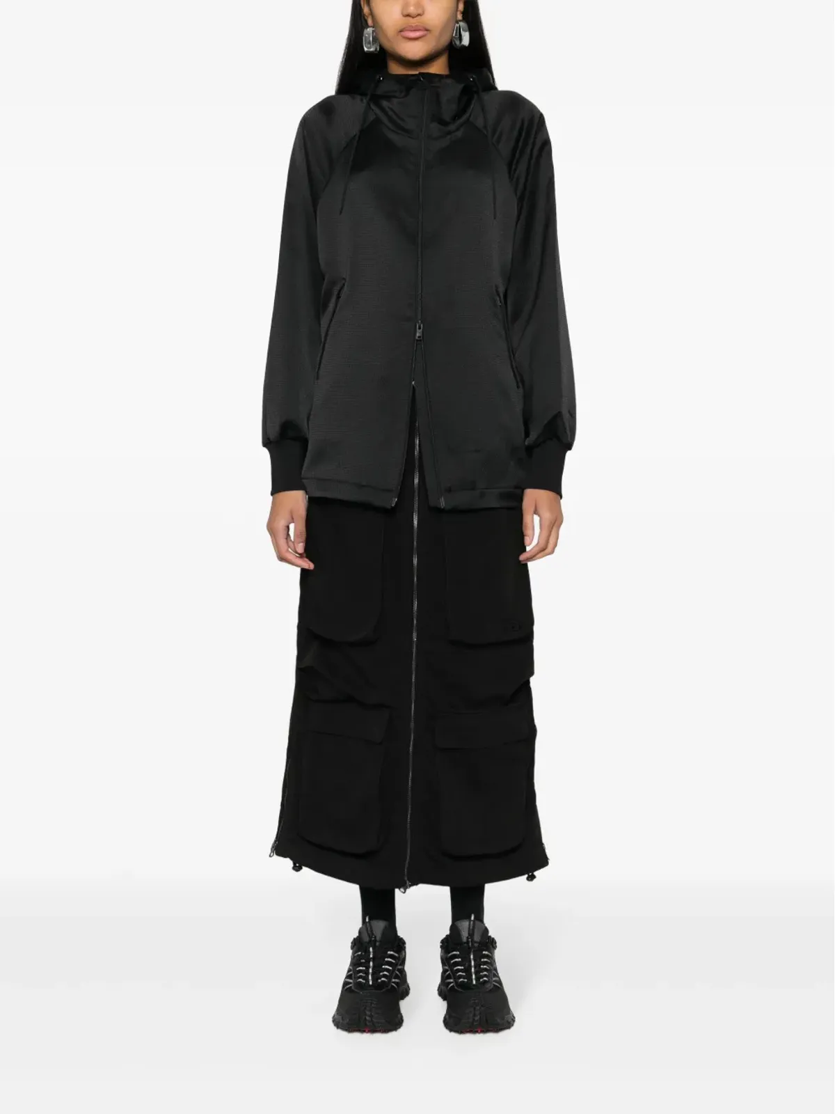 Y-3 テクスチャードジップ付きフーディー - 画像2
