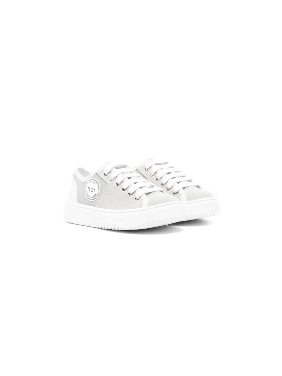 Nº21 Kids logo-patch suede sneakers - Grey - 画像1