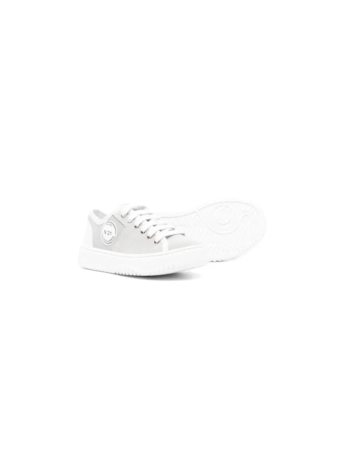 Nº21 Kids logo-patch suede sneakers - Grey - 画像2