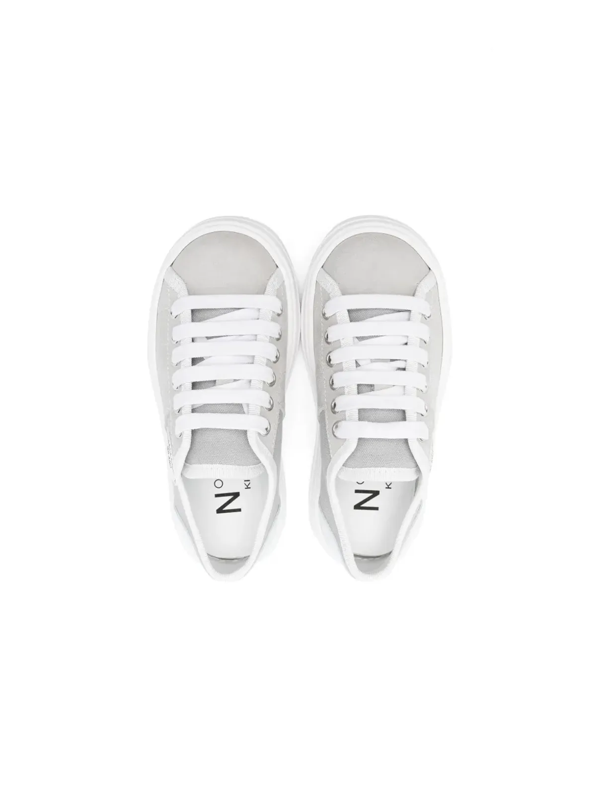 Nº21 Kids logo-patch suede sneakers - Grey - 画像3