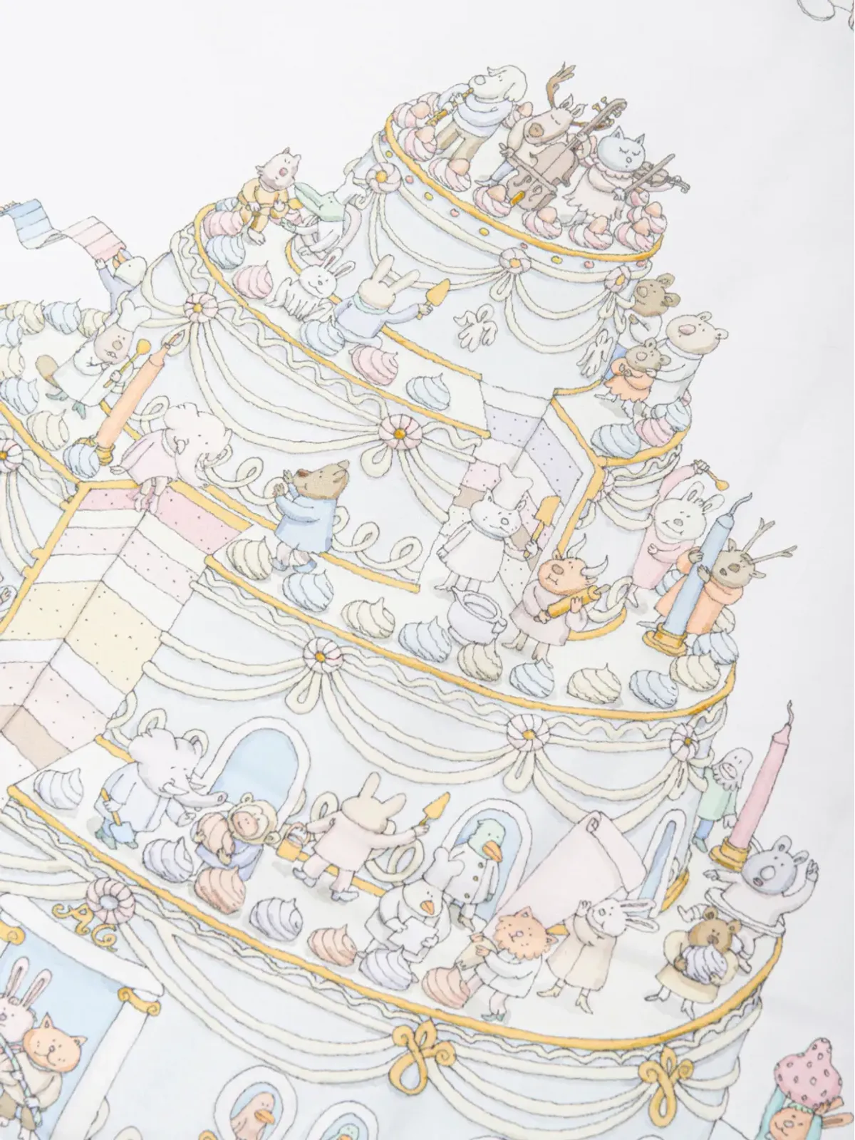 Atelier Choux Châteaux Choux Le Gâteau-print reversible satin duvet - White - 画像2