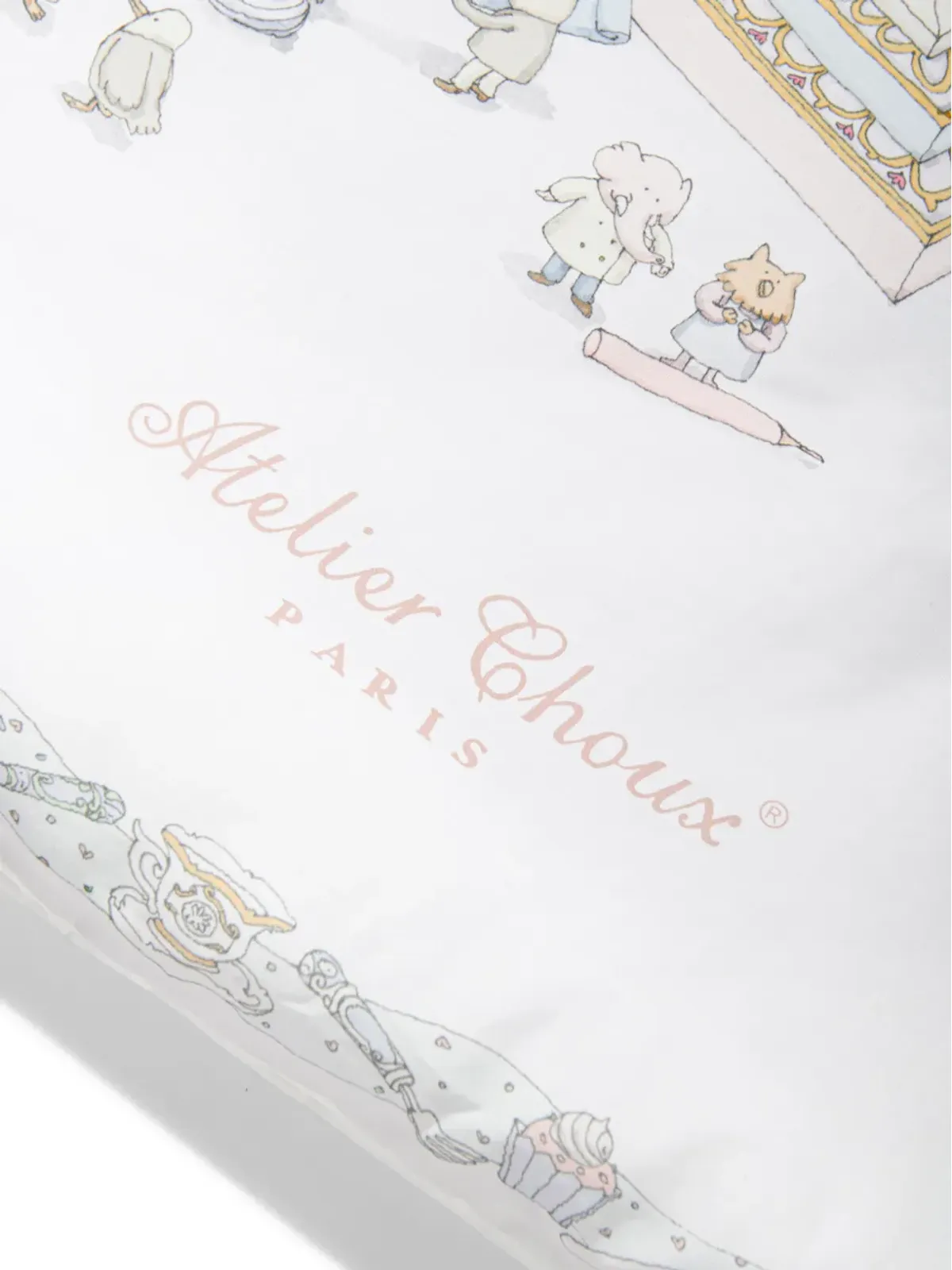 Atelier Choux Châteaux Choux Le Gâteau-print reversible satin duvet - White - 画像3