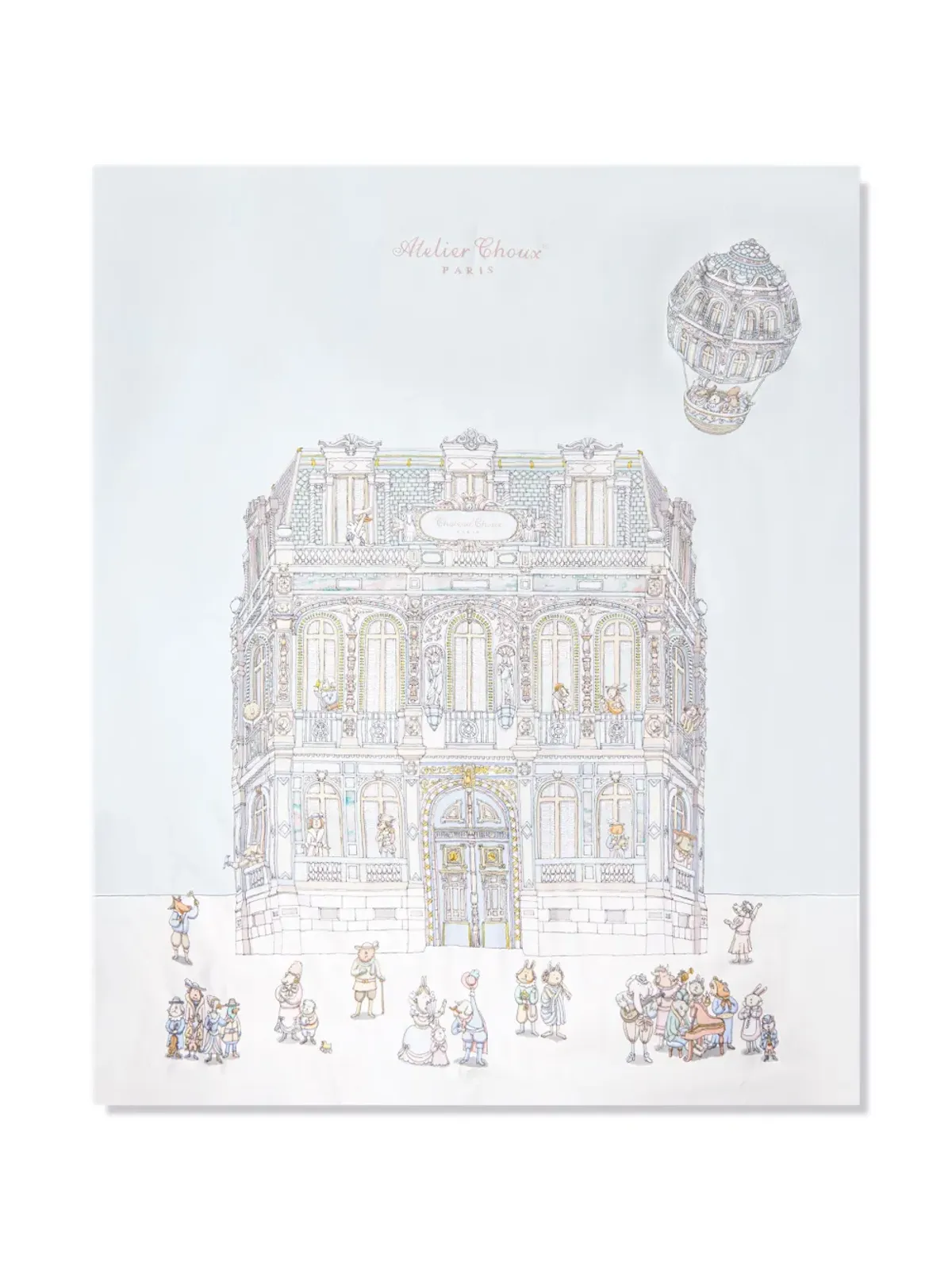 Atelier Choux Châteaux Choux Le Gâteau-print reversible satin duvet - White - 画像4