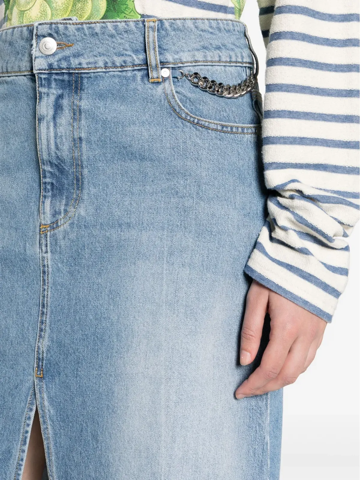 Stella McCartney アイコニック ファラベラ チェーンリンク デニムスカート - ブルー - 画像5