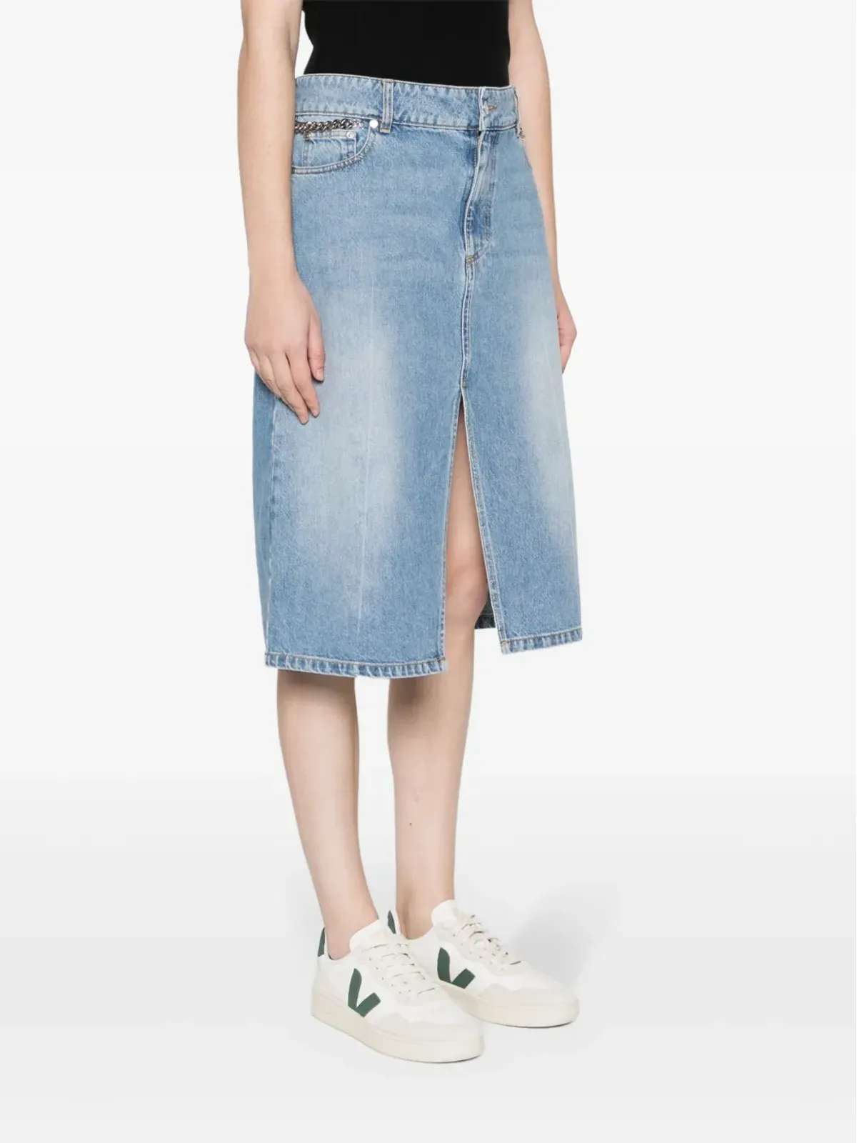 Stella McCartney アイコニック ファラベラ チェーンリンク デニムスカート - ブルー - 画像3
