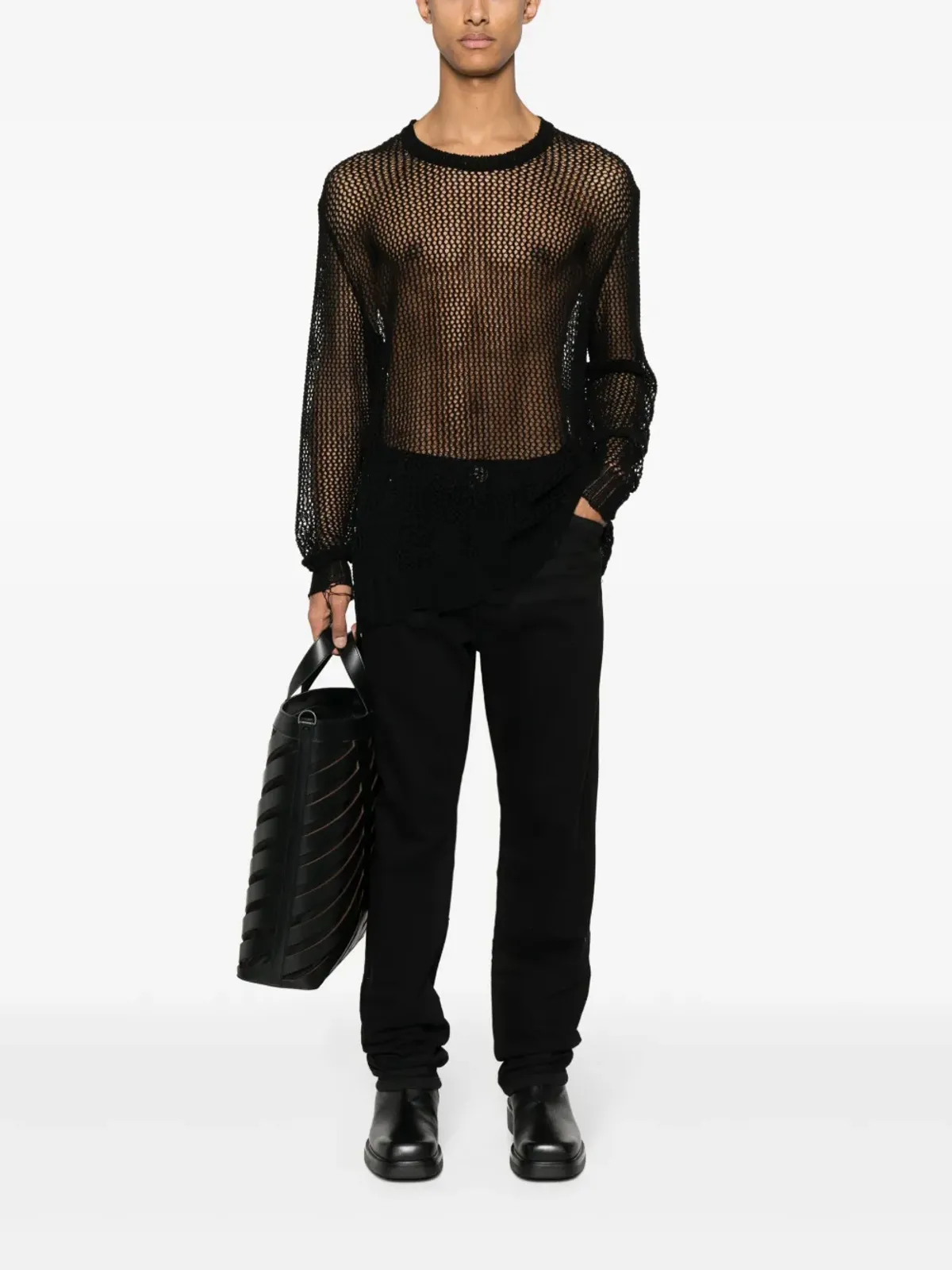Balmain ロゴ刺繍ストレートジーンズ ブラック - 画像2