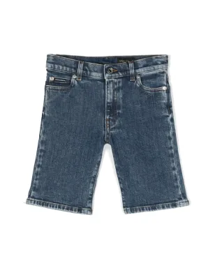 Dolce & Gabbana Kids ロゴプレート デニムショーツ - ブルー - サムネイル1