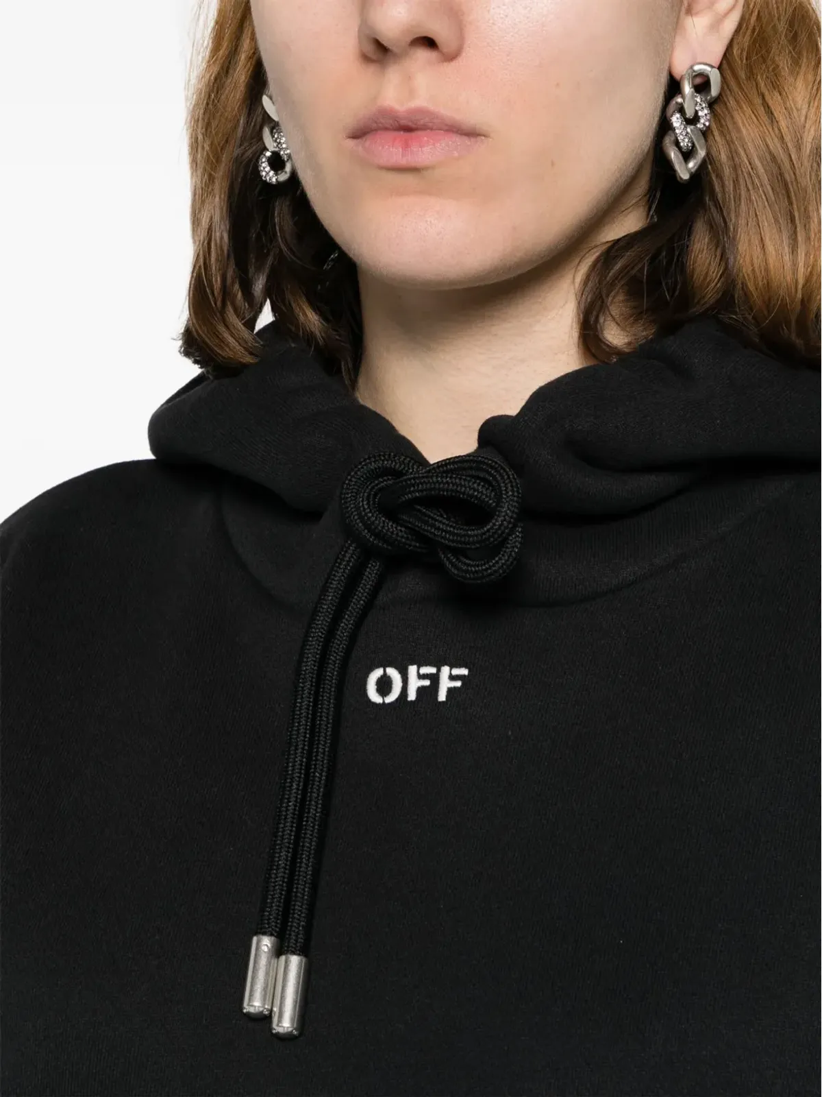 Off-White ロゴ刺繍 コットン フーディー - 画像5