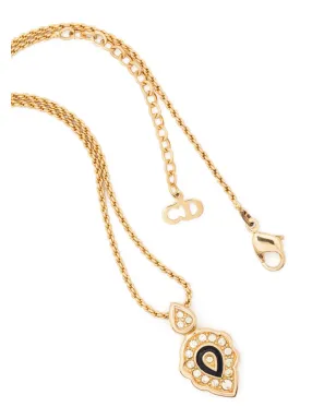 Christian Dior ビンテージ 1980年代 ステートメントペンダント ポリッシュドネックレス - ゴールド - サムネイル3