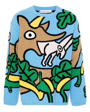 Walter Van Beirendonck Wisdom intarsia-knit wool jumper - ブルー - サムネイル1