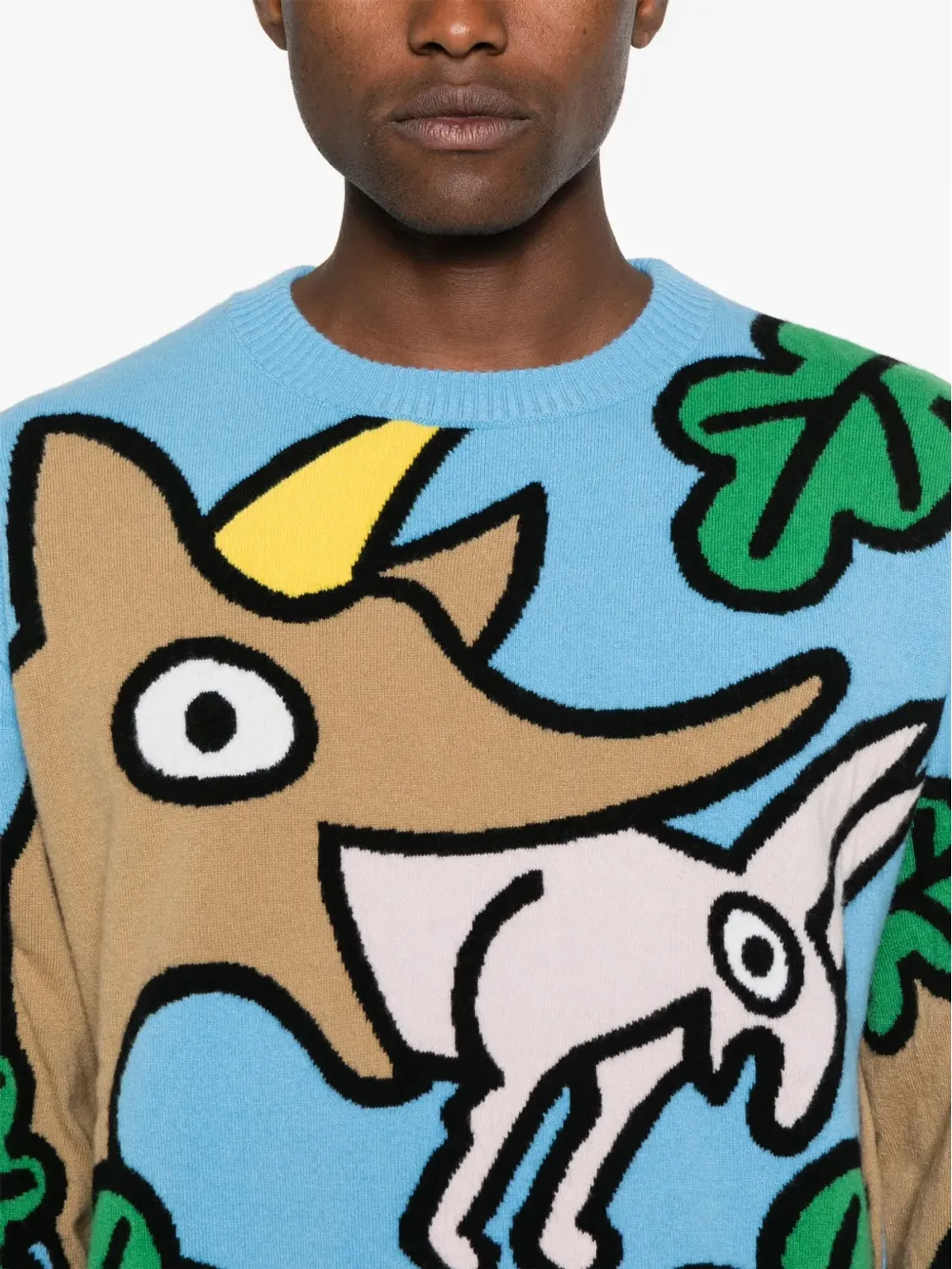 Walter Van Beirendonck Wisdom intarsia-knit wool jumper - ブルー - 画像5