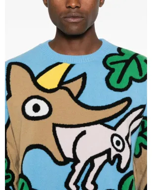 Walter Van Beirendonck Wisdom intarsia-knit wool jumper - ブルー - サムネイル5