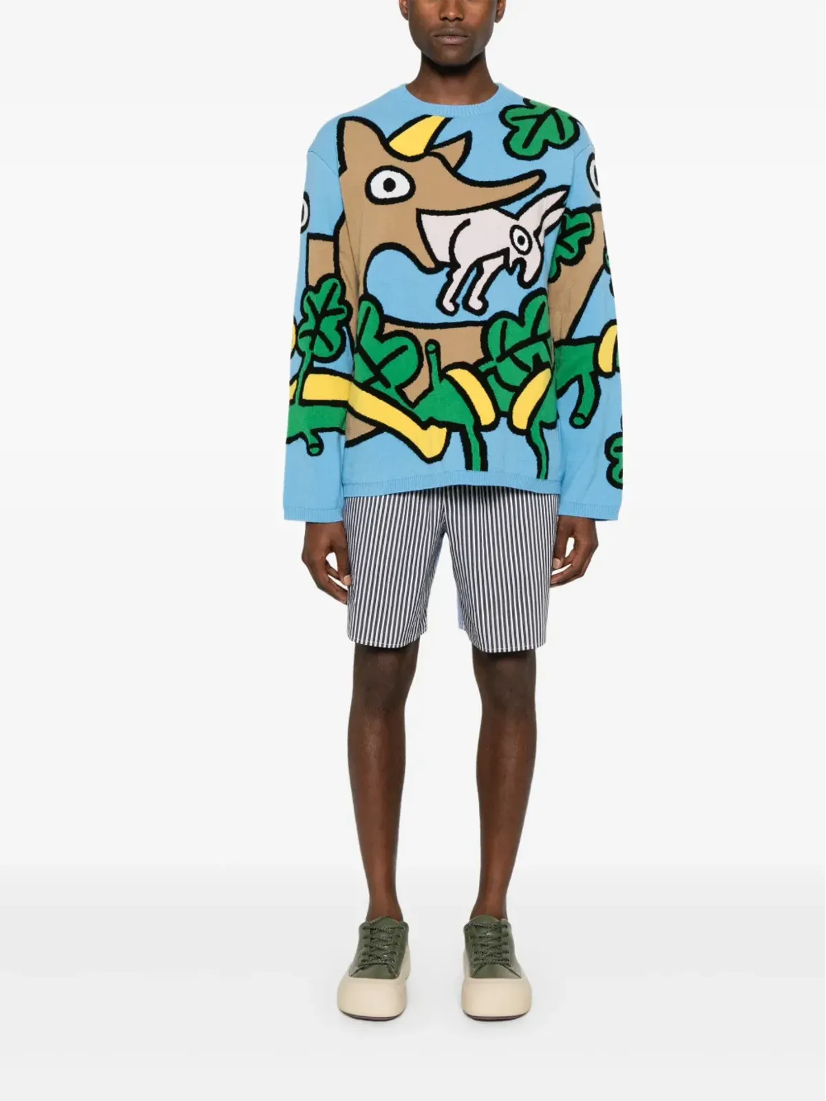 Walter Van Beirendonck Wisdom intarsia-knit wool jumper - ブルー - 画像2