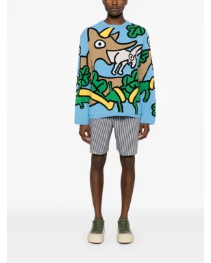 Walter Van Beirendonck Wisdom intarsia-knit wool jumper - ブルー - サムネイル2