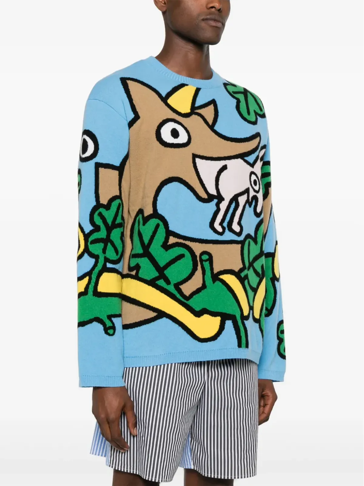 Walter Van Beirendonck Wisdom intarsia-knit wool jumper - ブルー - 画像3