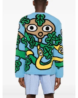 Walter Van Beirendonck Wisdom intarsia-knit wool jumper - ブルー - サムネイル4