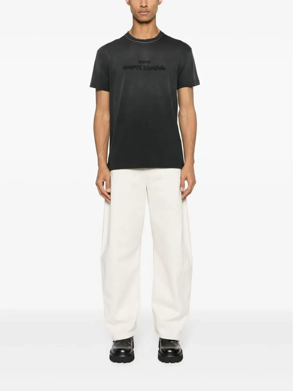 Maison Margiela リバースロゴプリント コットンTシャツ - ブラック - 画像2