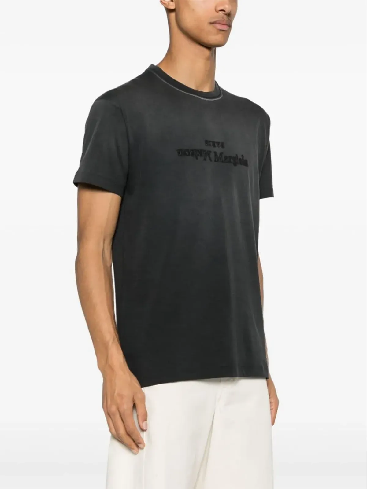 Maison Margiela リバースロゴプリント コットンTシャツ - ブラック - 画像4