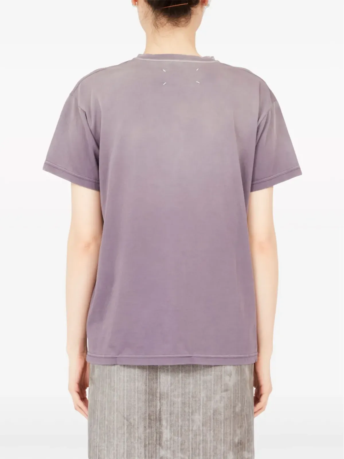 Maison Margiela リバースロゴプリント コットンTシャツ パープル - 画像5