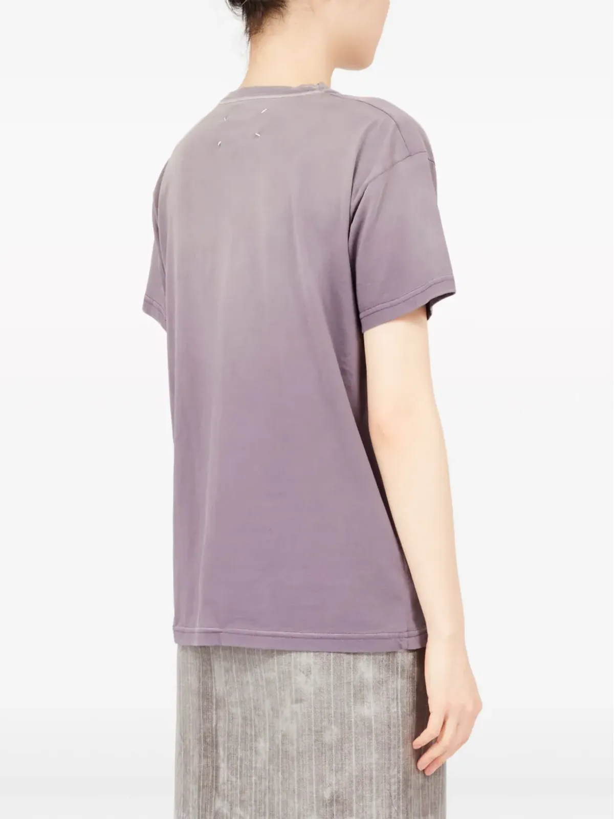 Maison Margiela リバースロゴプリント コットンTシャツ パープル - 画像4