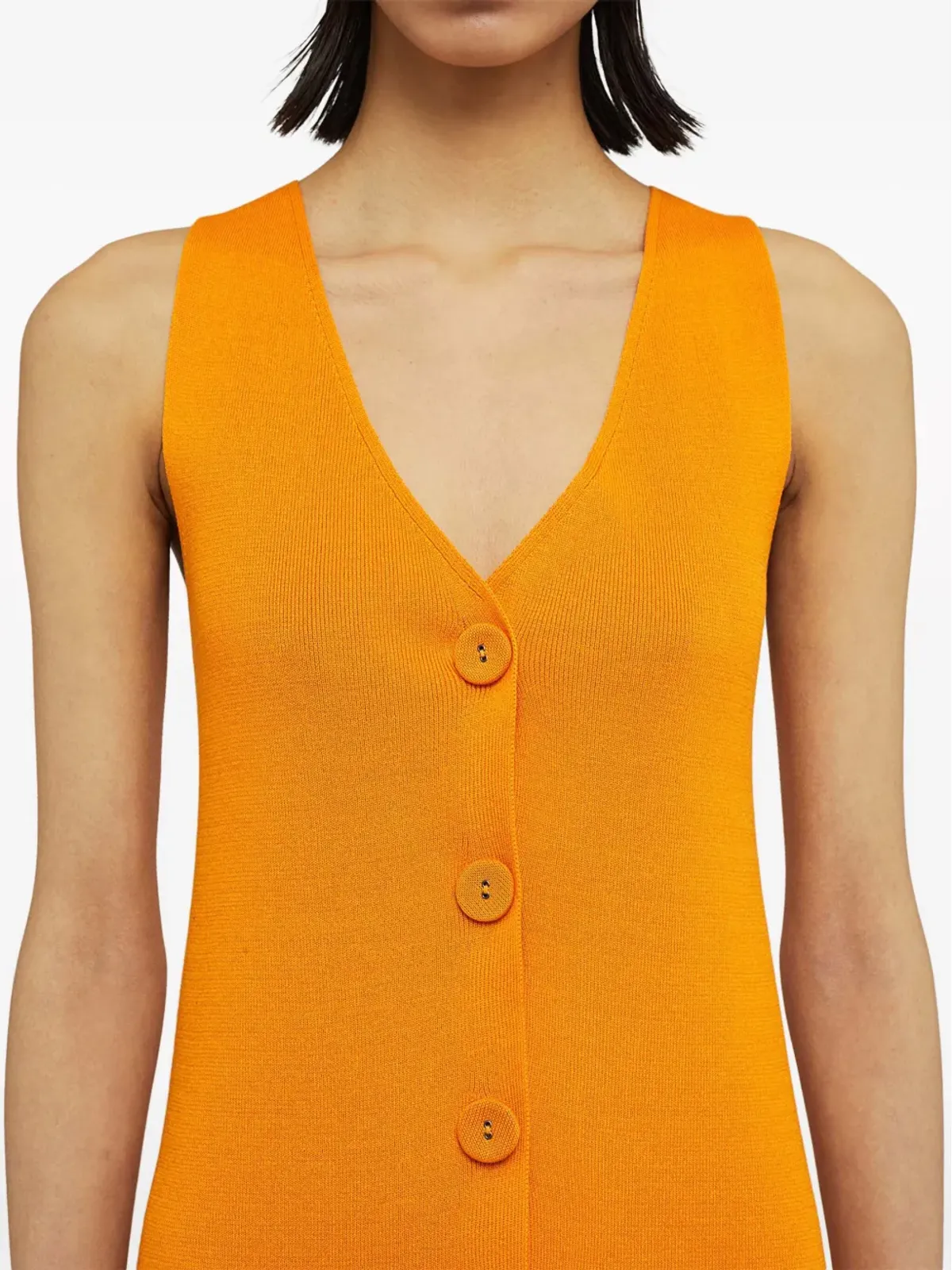 Jil Sander Vネックニットミニドレス - オレンジ - 画像4