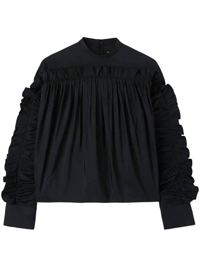 Jil Sander Jil Sander ラッフルディテール付き クルーネック スウェットシャツ - ブラックの商品画像