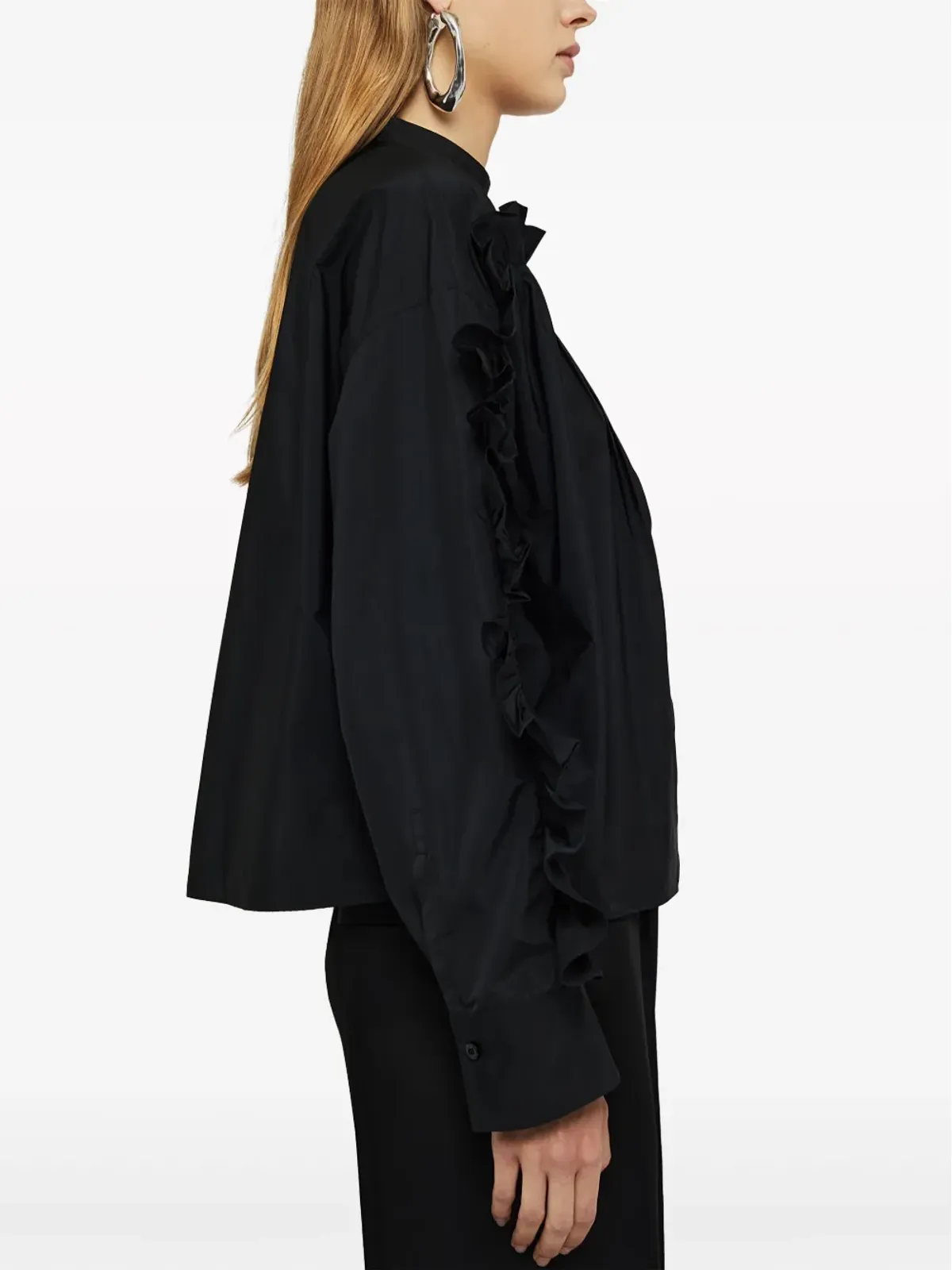Jil Sander ラッフルディテール付き クルーネック スウェットシャツ - ブラック - 画像5