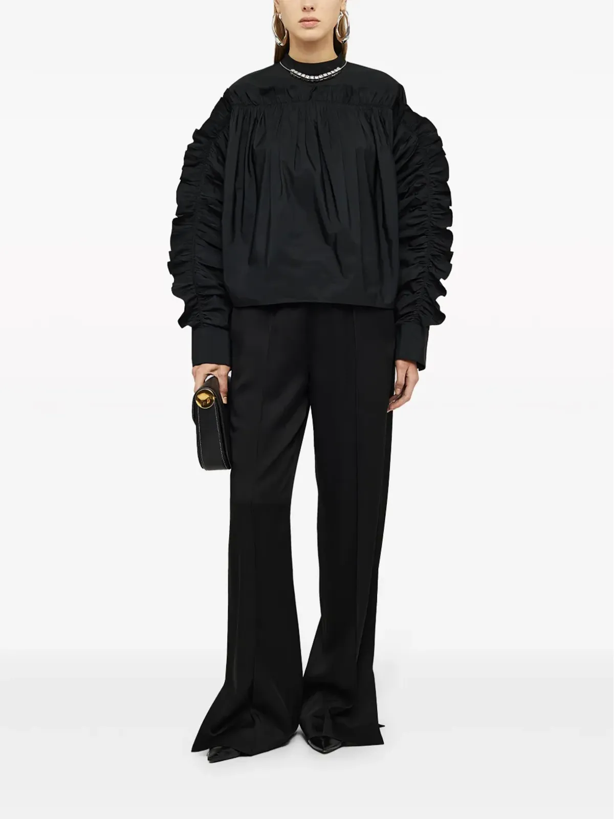 Jil Sander ラッフルディテール付き クルーネック スウェットシャツ - ブラック - 画像2