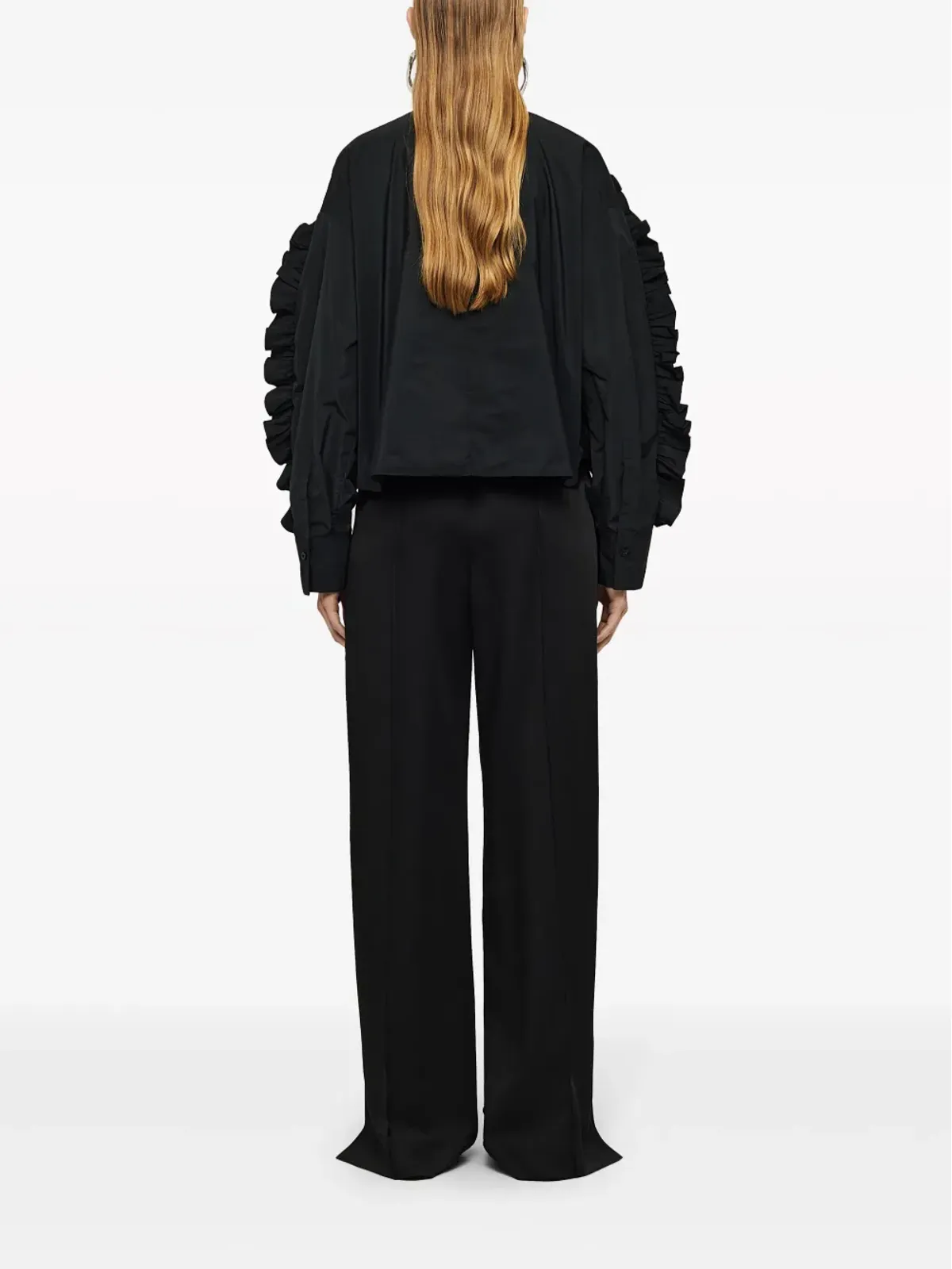 Jil Sander ラッフルディテール付き クルーネック スウェットシャツ - ブラック - 画像3