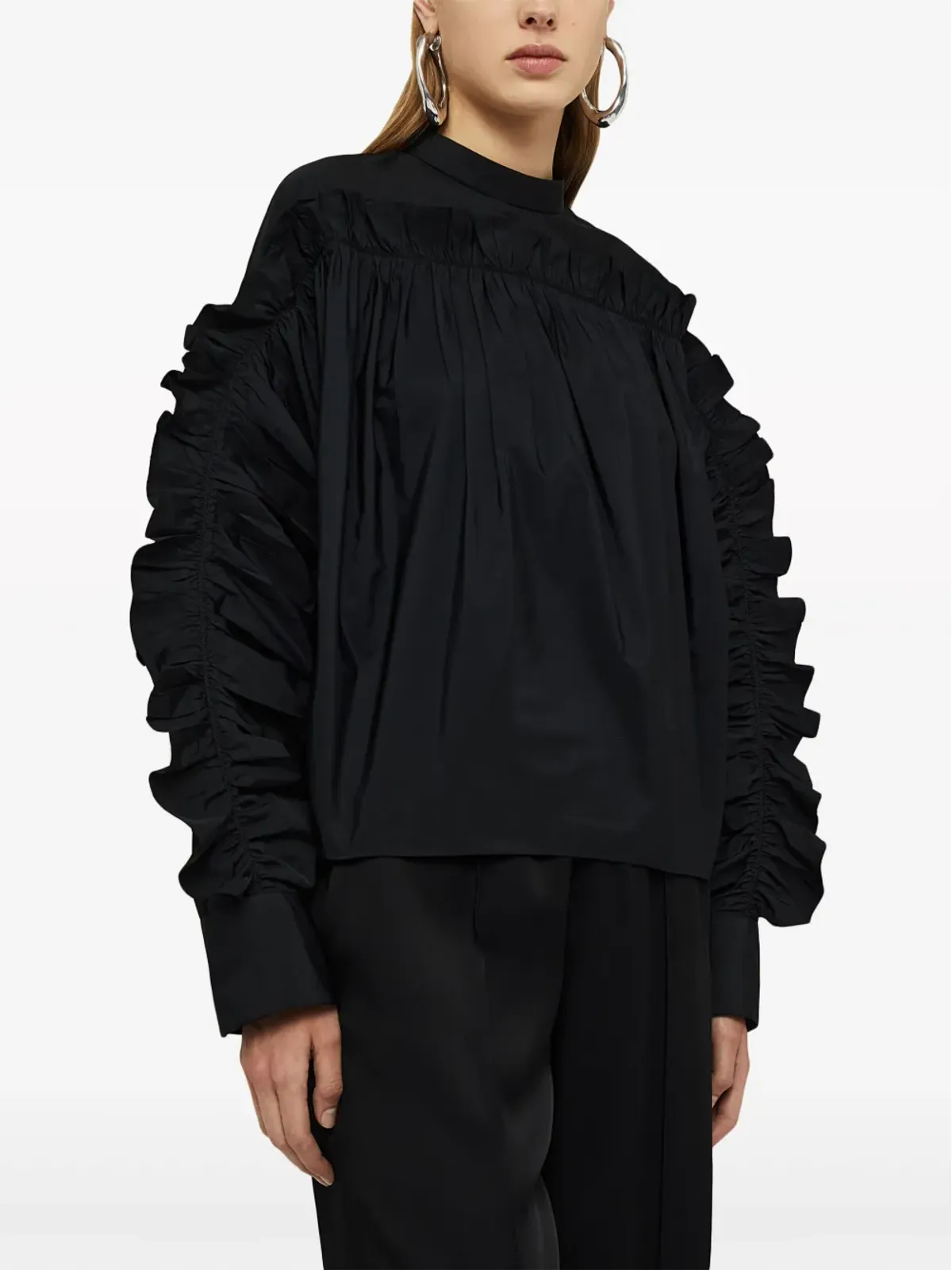 Jil Sander ラッフルディテール付き クルーネック スウェットシャツ - ブラック - 画像4