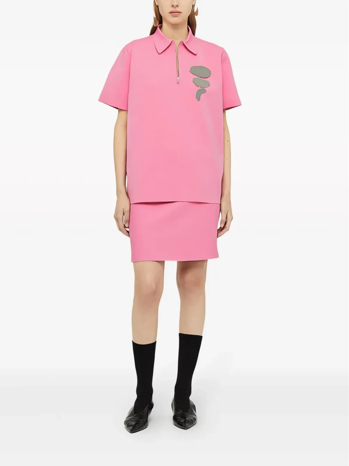 Jil Sander ジップ付きポロシャツ ピンク - 画像2