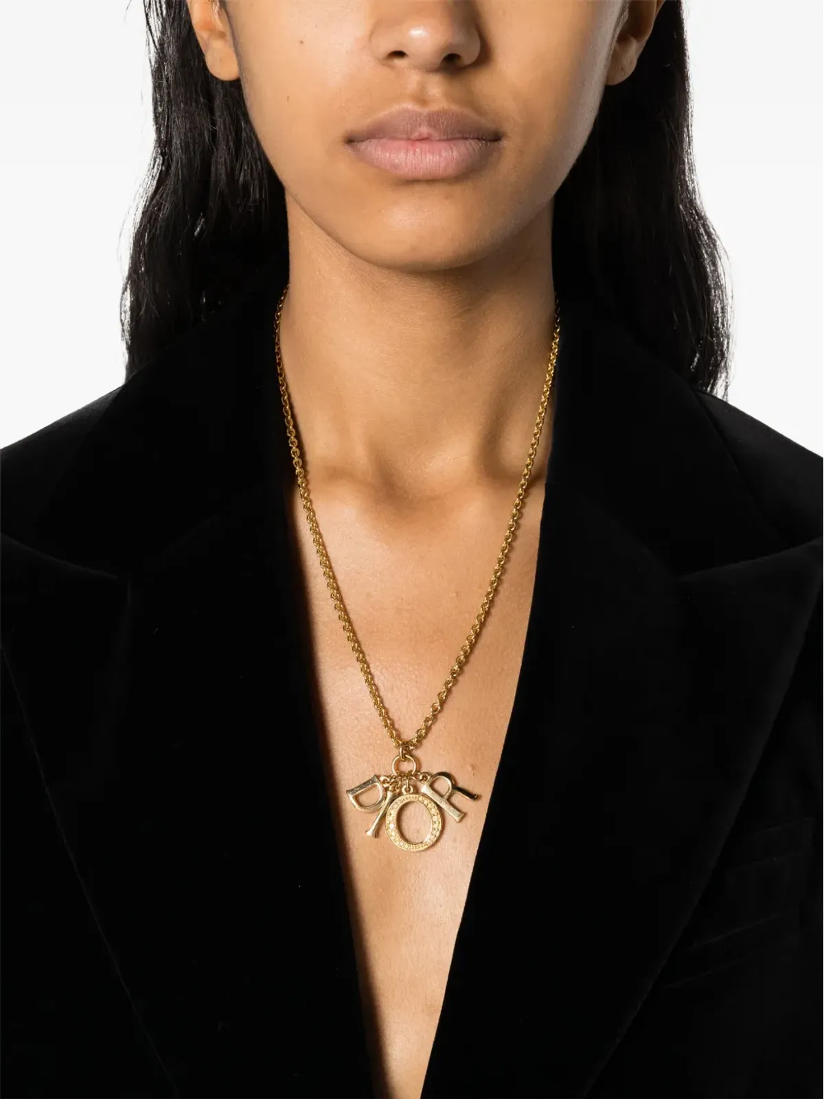 Christian Dior ビンテージ ロゴ文字ポリッシュネックレス ゴールド - 画像2