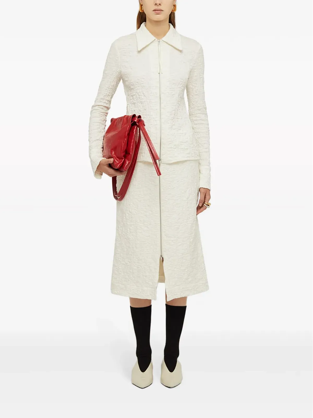 Jil Sander ジップフロントのクロク風トップ - ホワイト - 画像2