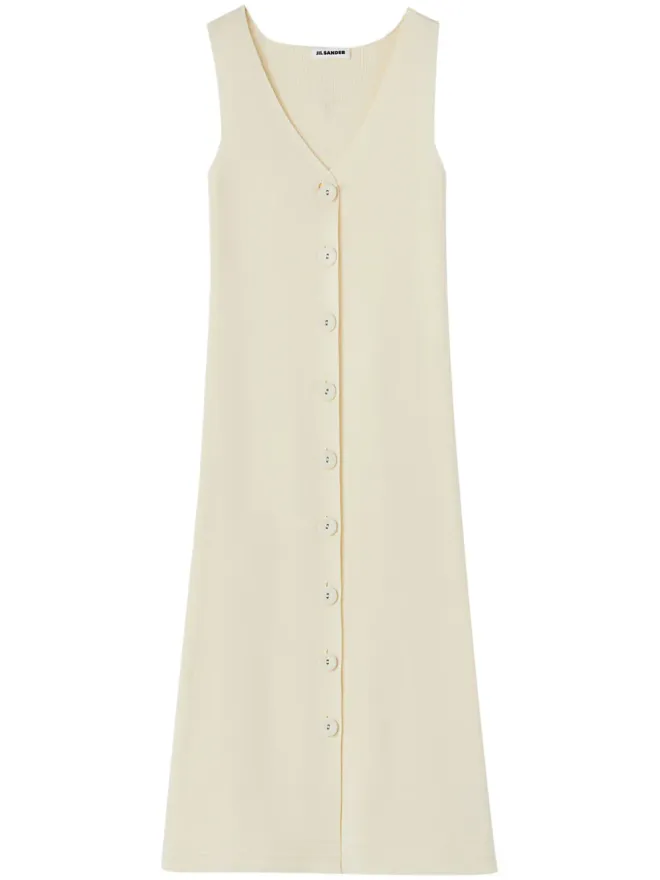 Jil Sander Jil Sander Vネックリブ編みミディドレス ホワイトの商品画像