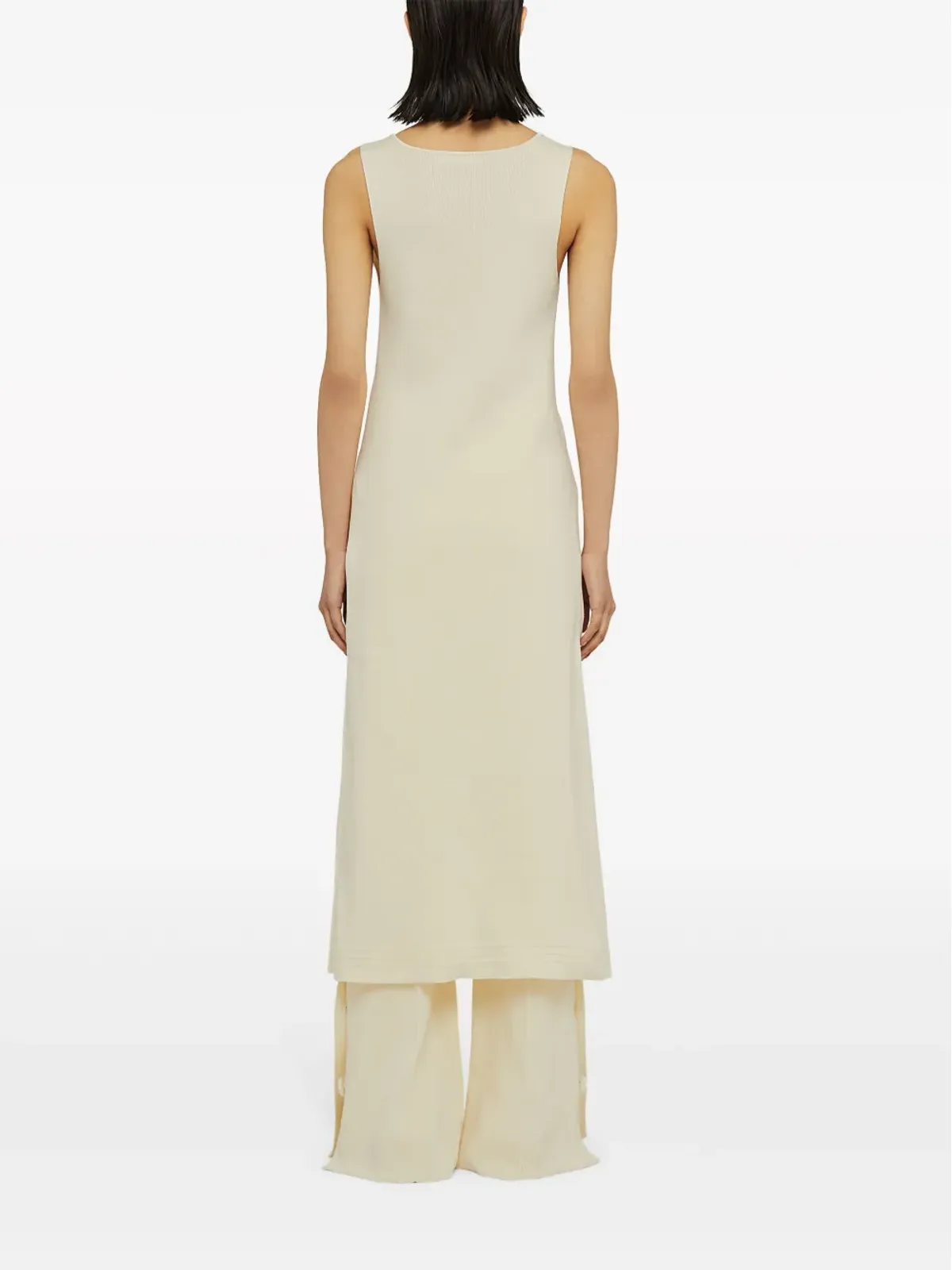 Jil Sander Vネックリブ編みミディドレス ホワイト - 画像3